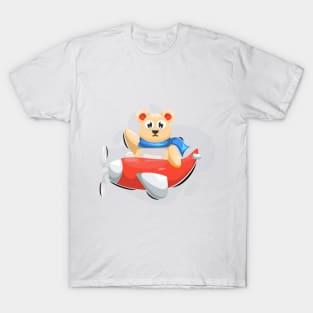 Bear Flying with Aeroplane T-Shirt